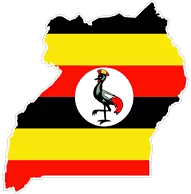 Map of Uganda in the colors of the Ugandan flag